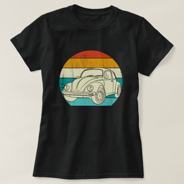 Vintage Beetle Kryp bil T Shirt (Design framsida)