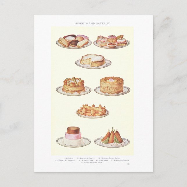 Vintage Beetons sötsaker och Gateaux Vykort (Framsida)