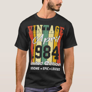 Vintage Begränsad Edition Birthday Dekoration Apri T Shirt