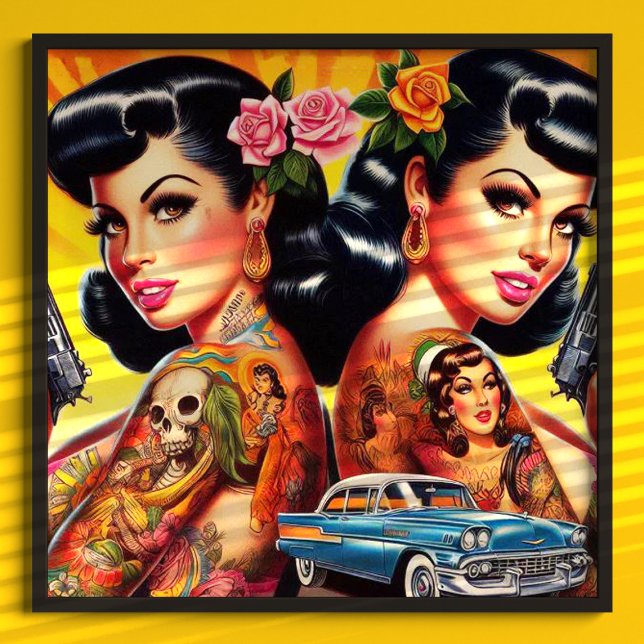 Vintage Behandlade Twillingar Pin-ups Poster (Skapare uppladdad)