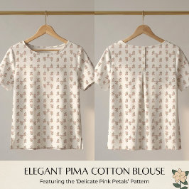 Vintage Beige Blommig Mönster Pima Bomullstyg Tyg