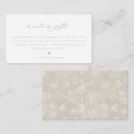 Vintage Beige Blommigt A Note on Gifts Bröllop Tilläggskort