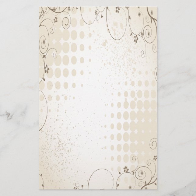 Vintage Beige Blommigt Brevpapper (Framsida)
