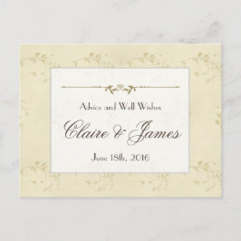 Vintage Beige Blommigt Bröllop Advice Rådkort