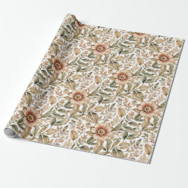 Vintage Beige & Grönt Botanical Presentpapper
