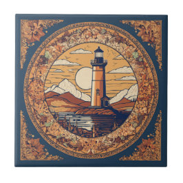 Vintage Beige Lighthouse Kakelplatta