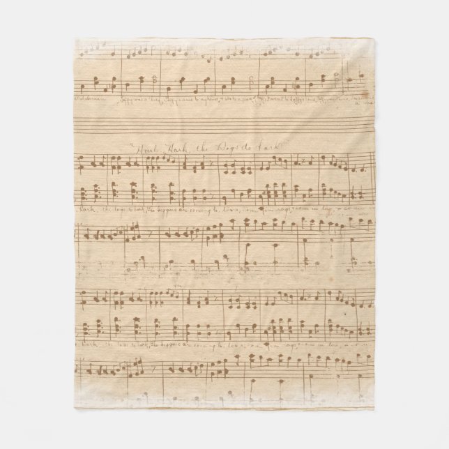 Vintage beige musik noter fleecefilt (Framsidan)