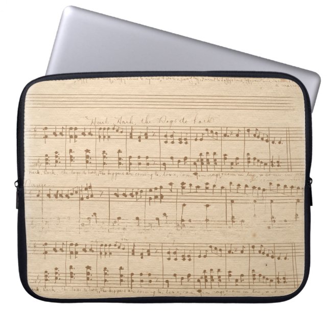 vintage beige musik noter laptop fodral (Framsidan)