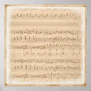 Vintage beige musik noter poster