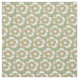 Vintage beige och grönt blommigt Dianthus Barbatus Tyg