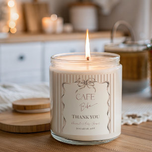 Vintage Beige Ros Café Bebe Kaffe Baby Shower Fyrkantigt Klistermärke
