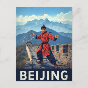 Vintage Beijing Stora Muren Kung Fu Vykort