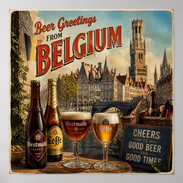 Vintage belgisk kanalöl reseposter poster (Framsidan)