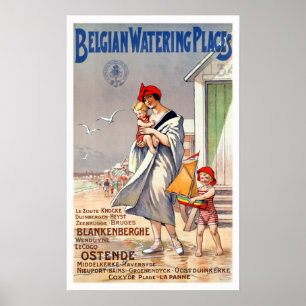 Vintage Belgium Beacher Travel Poster