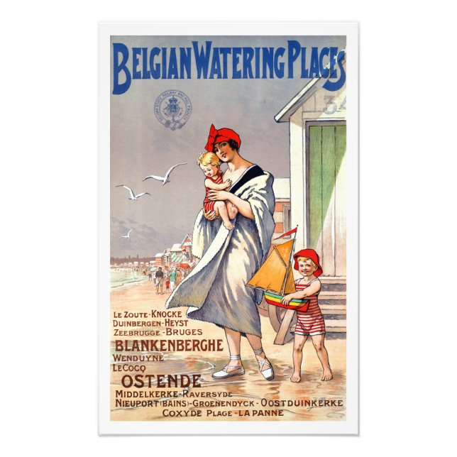 Vintage Belgium Beacher Travel Poster (Framsidan)