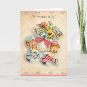 Vintage Bellboys & Pansies Mors dag Card Kort