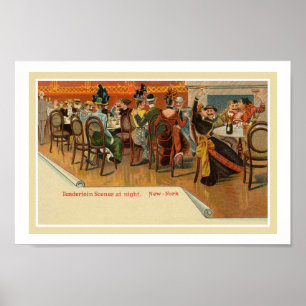 Vintage belle epoque New York-restaurangen party Poster