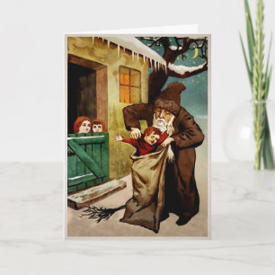 Vintage Belsnickel Helgdag Card Helgkort