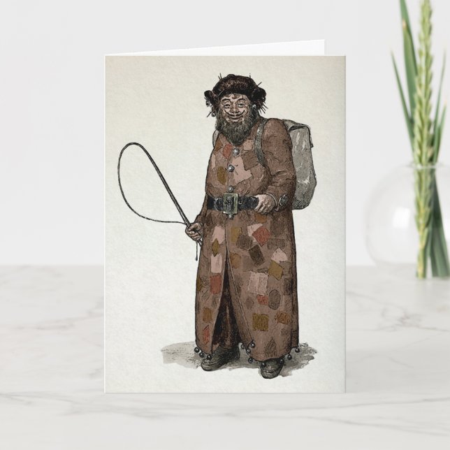 Vintage Belsnickel-julkort Helgkort (Framsida)