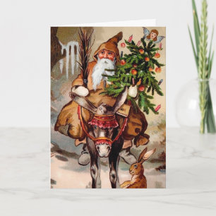 Vintage Belsnickel på ett julkort Helgkort