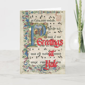 Vintage belyst Yuletide-skript Kort