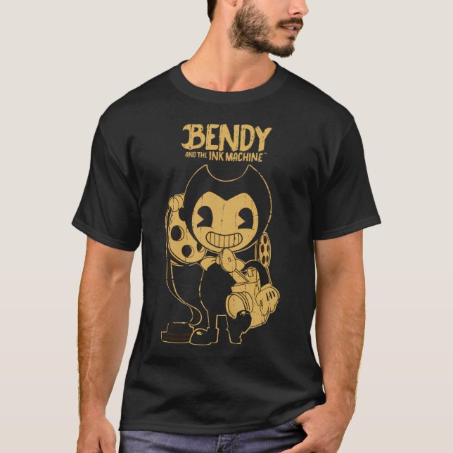 Vintage Bendy Bläck Camera T Shirt (Framsida)