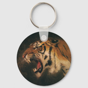 Vintage Bengal Tiger Big Cat Roaring, Vild Animal Nyckelring