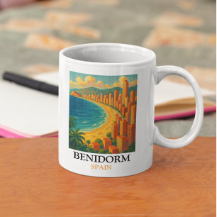 Vintage Benidorm Spanien sommarvaccination Kaffemugg