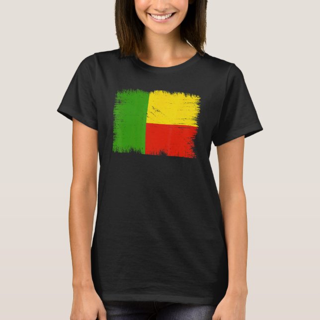 Vintage Benin Flag Beninese Independence Day T Shirt (Framsida)