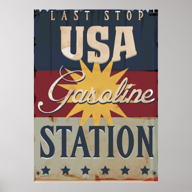 Vintage bensinskylt poster (Framsidan)