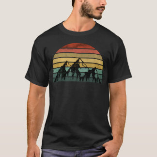 Vintage Berg Retro Solnedgång Natur T Shirt