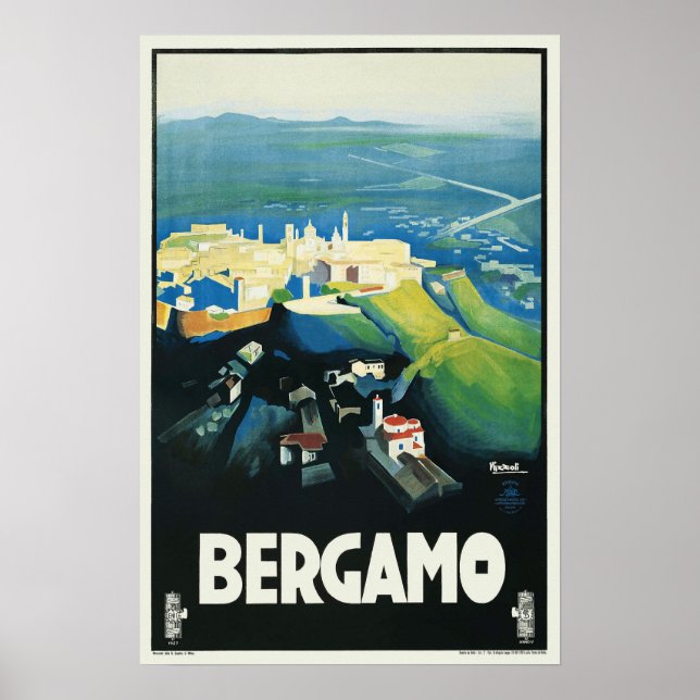 Vintage Bergamo Italien Travel Ad Poster (Framsidan)