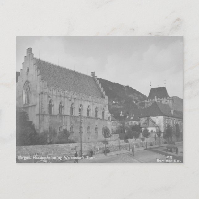 Vintage Bergen Haakonshallen Postcard Vykort (Framsida)