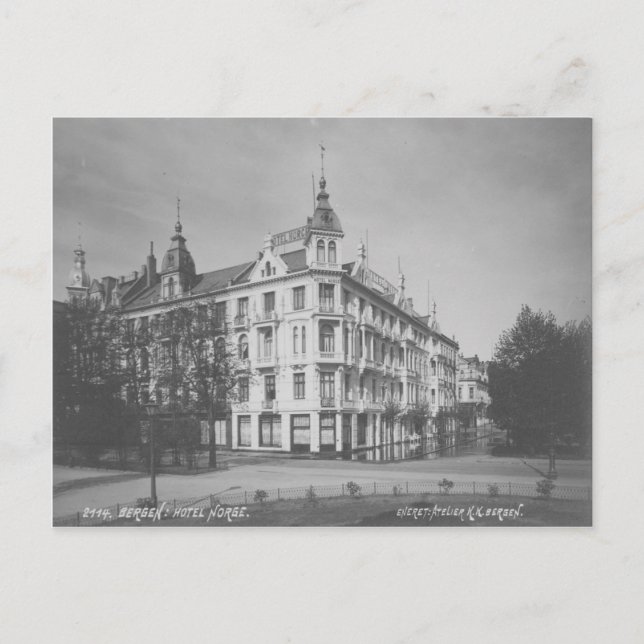 Vintage Bergen Hotel Postcard Vykort (Framsida)