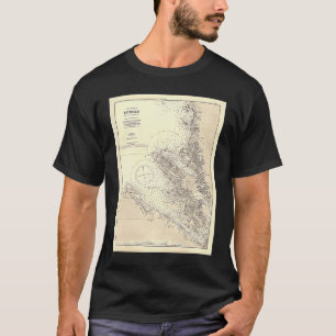 Vintage Bergen Norge Karta 1888 T Shirt