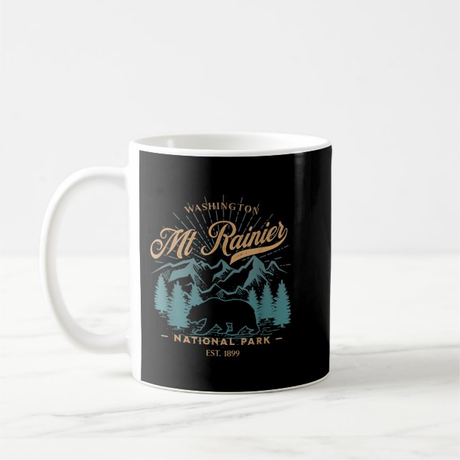 Vintage berget Rainiers nationalpark Bear Kaffemugg (Vänster)