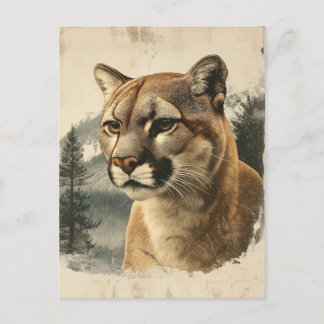 Vintage Berglöwe In Winterlandschaft Vykort