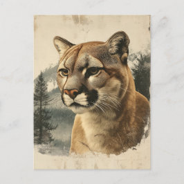 Vintage Berglöwe In Winterlandschaft Vykort