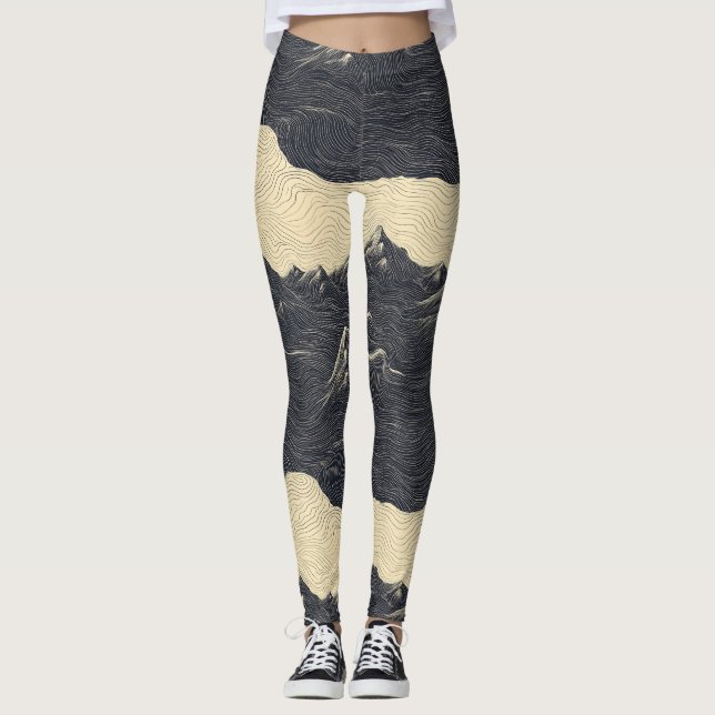 Vintage Bergs Moln Landskap (6) Leggings (Framsida)