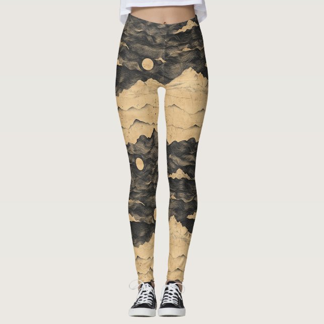 Vintage Bergs Moln Landskap (7) Leggings (Framsida)
