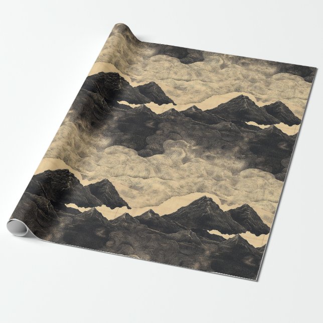 Vintage Bergs Molniga Landskap (2) Presentpapper (Utrullad)