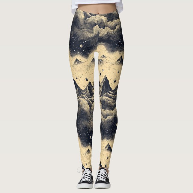 Vintage Bergs Molniga Landskap (3) Leggings (Framsida)