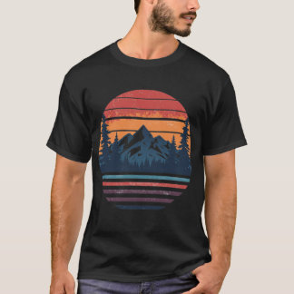 Vintage Bergssolnedgång Retro Utomhusdesign T Shirt