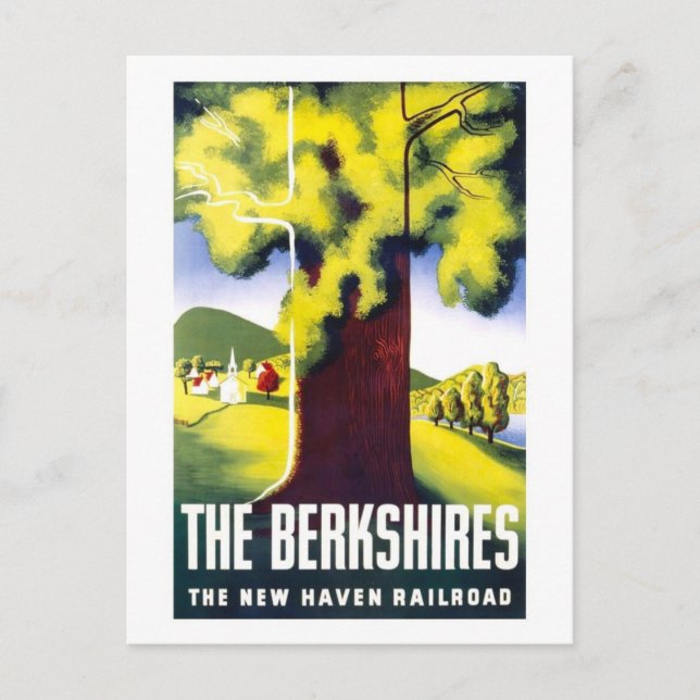 Vintage Berkshires Travel Poster Vykort (Framsida)