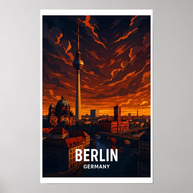Vintage Berlin Germany Travel Poster - Dramatic  (Framsidan)