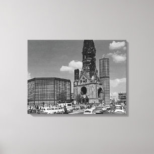 Vintage Berlin Kaiser Wilhelm Memorial kyrka Canvastryck