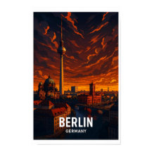 Vintage Berlin Tyskland Resa Poster - Dramatisk