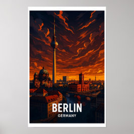 Vintage Berlin Tyskland Resa Poster - Dramatisk