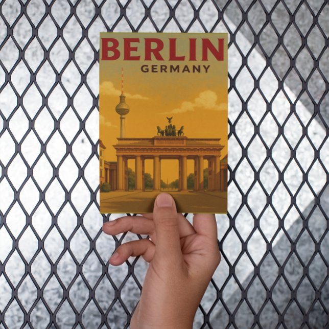 Vintage Berlin Tyskland resetrafik Vykort (Vintage Berlin Germany Travel Artwork)