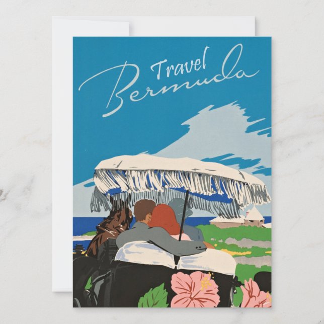 Vintage Bermuda Travel Art Ilustration Kort (Framsida)
